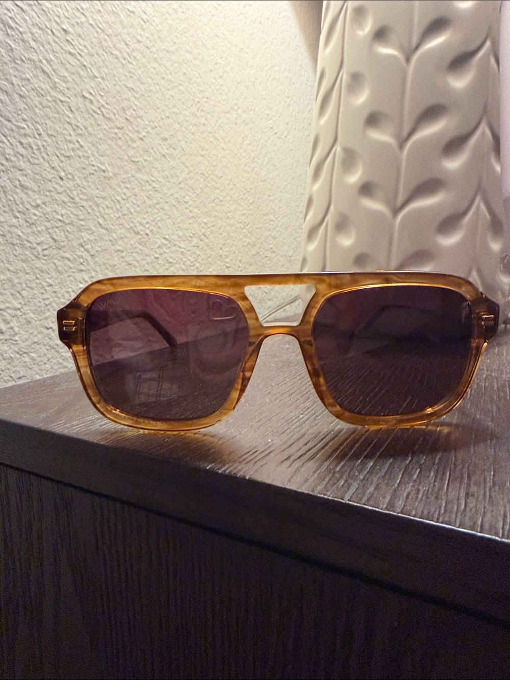 WMP Eyewear unisex Amber Brown Square Sunglasses never worn excellent condition